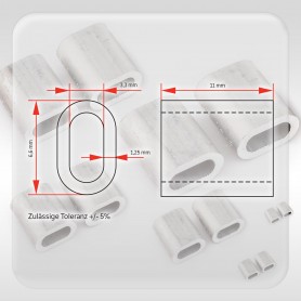 3mm Aluminium Pressklemmen - Presshülsen für Drahtseil 3mm (ab 10 stück)